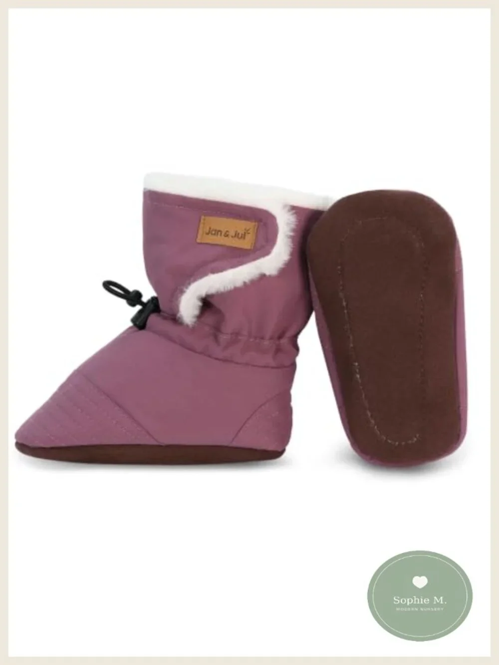 Water Resistant Winter Baby Booties with Faux Fur Lining